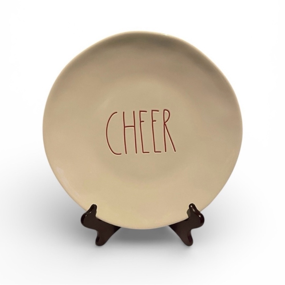 Rae Dunn Plate with Red 'Cheer' Design